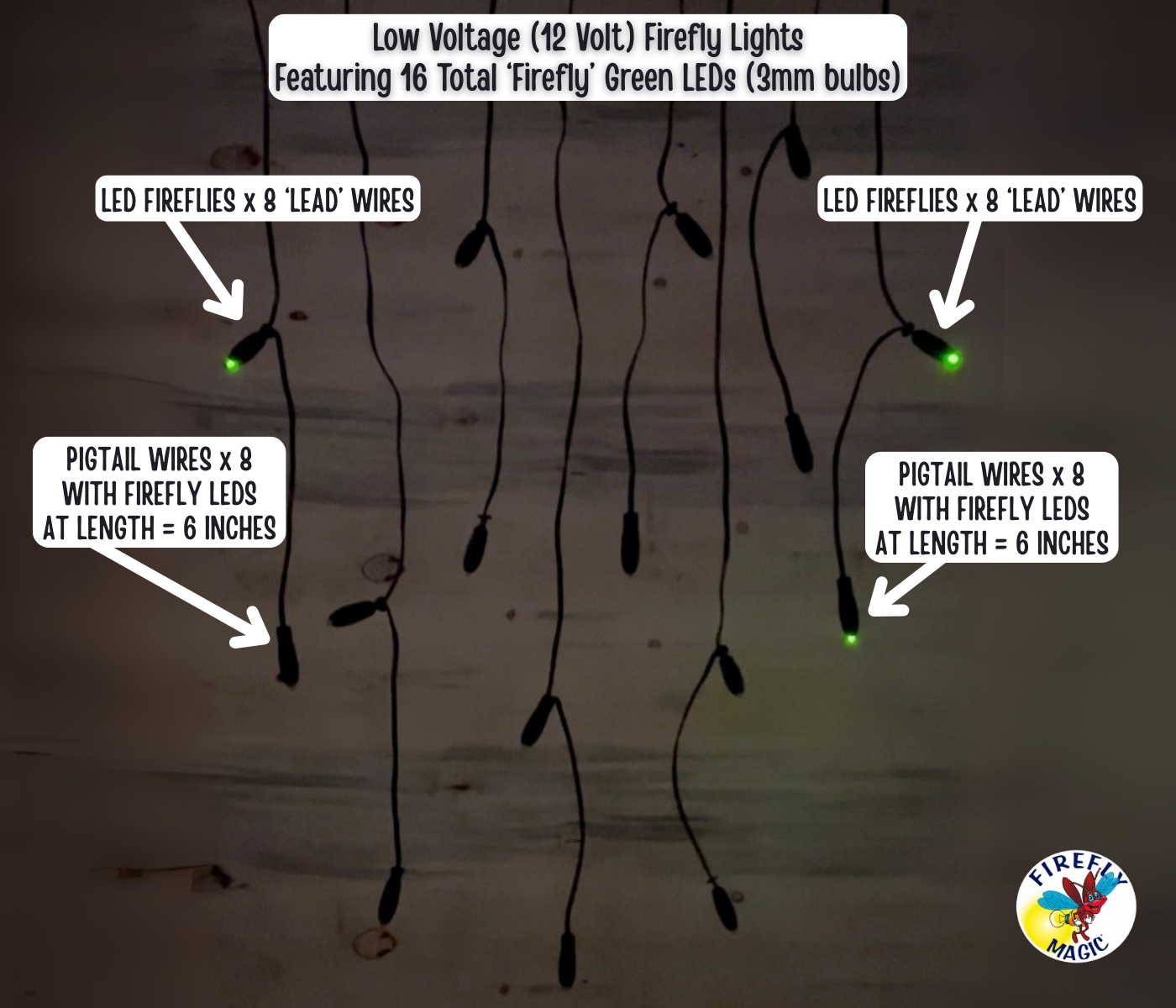 NEW - Low Voltage (12 Volt) Fireflies - 16 LEDs (3mm) – Firefly Magic