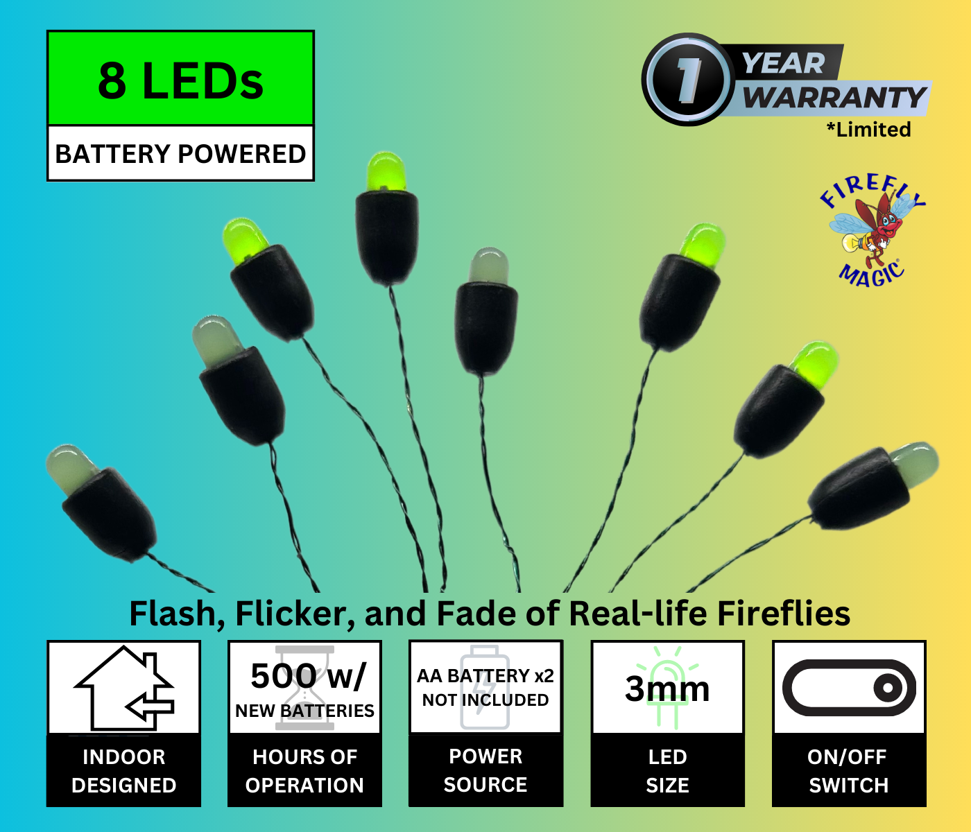 Magic Firefly Battery Operated LED Fairy Lights | Firefly Indoor Lights | Firefly Magic